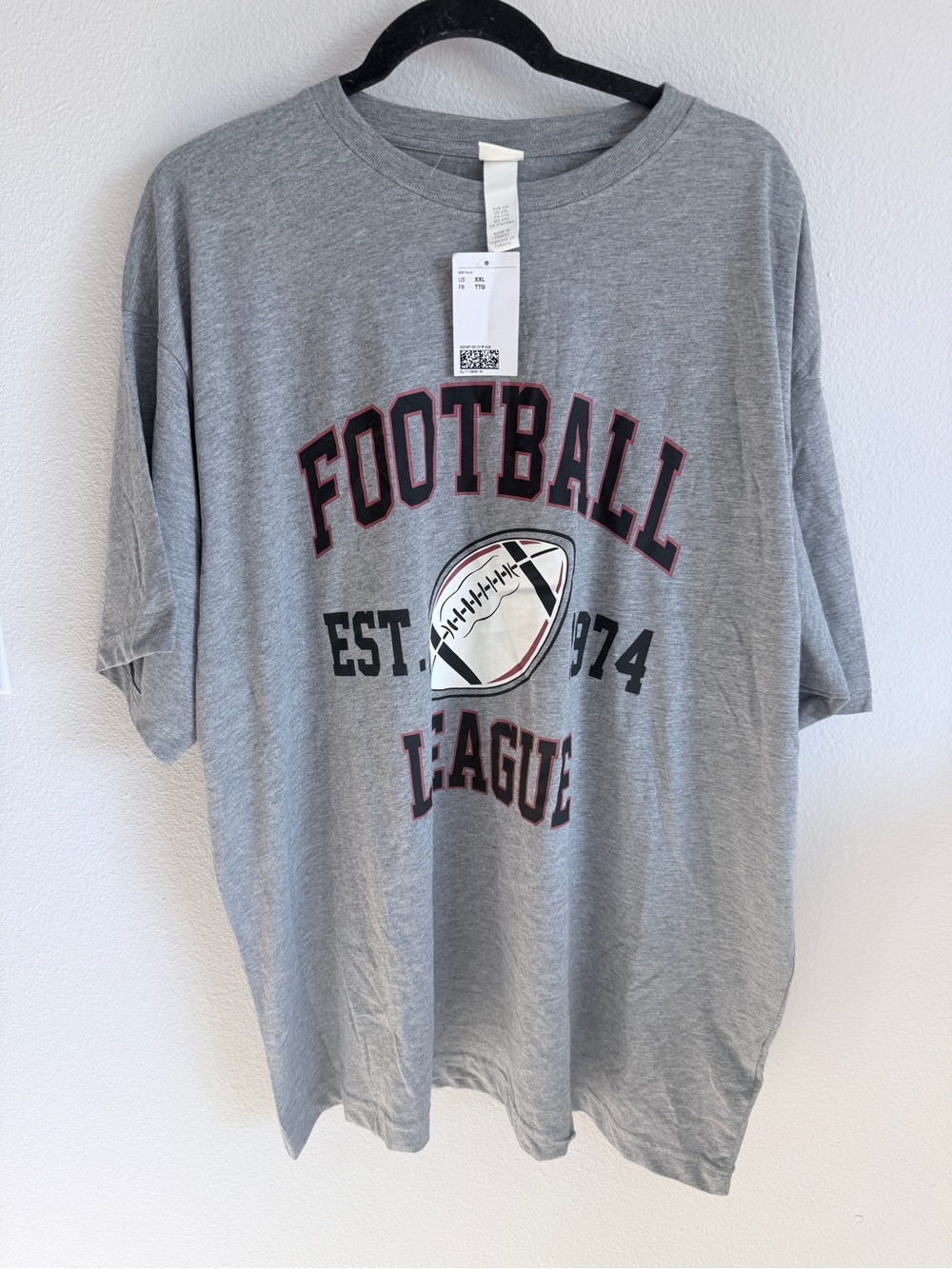 H&M Grey Football League Graphic Tee -XXL